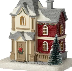 Intratuin kersthuisje huis met kerstboom 11,5 x 8 x 11 cm