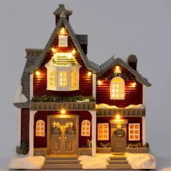 Intratuin kersthuisje huizen met krans 26 x 13,5 x 28,5 cm