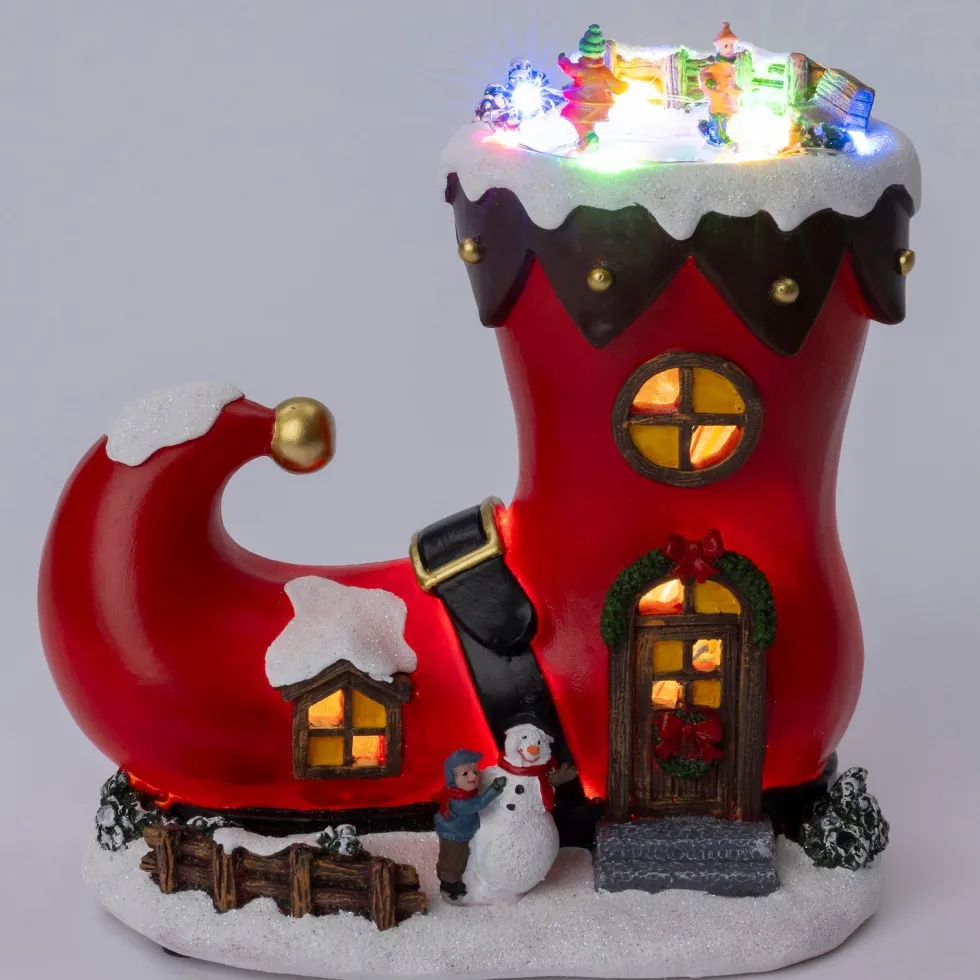 Intratuin kersthuisje laars elf rood 18,3 x 11 x 19 cm