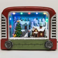 Intratuin kersthuisje met winterse scène in oude TV 20,5 x 10 x 17,5 cm
