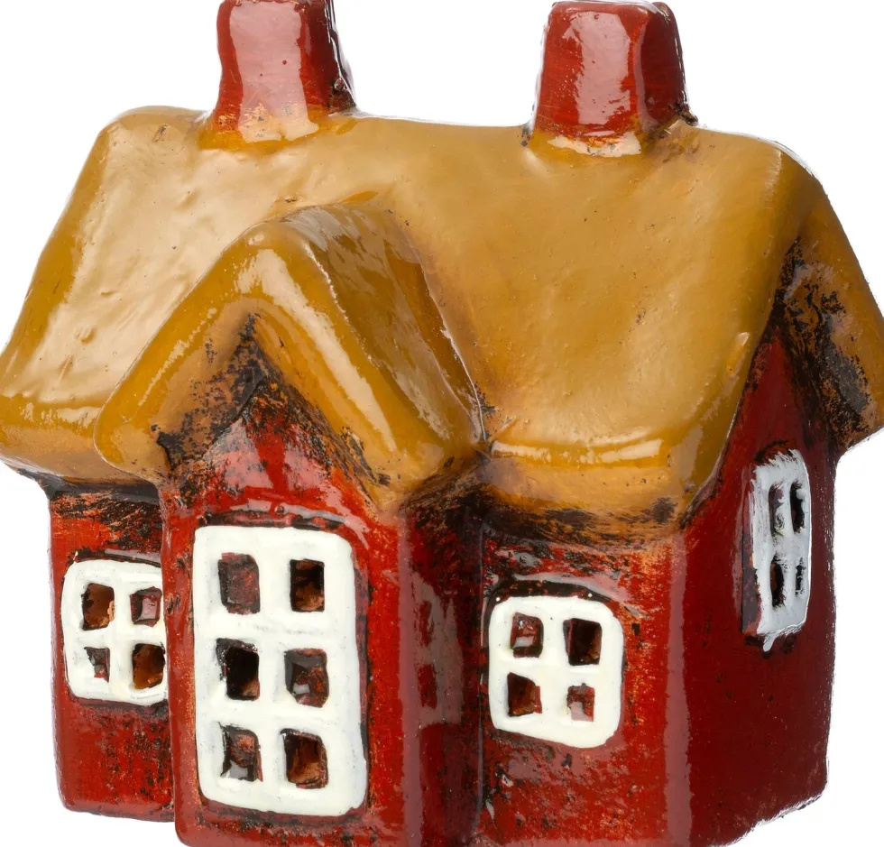 Intratuin kersthuisje Mille bruin / geel 9 x 8,5 x 8,7 cm