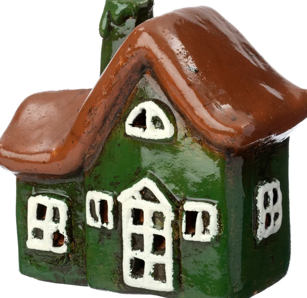 Intratuin kersthuisje Mille bruin / groen 9,1 x 5,4 x 9,5 cm