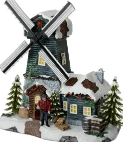Intratuin kersthuisje molen met molenaar 24,5 x 15 x 25 cm