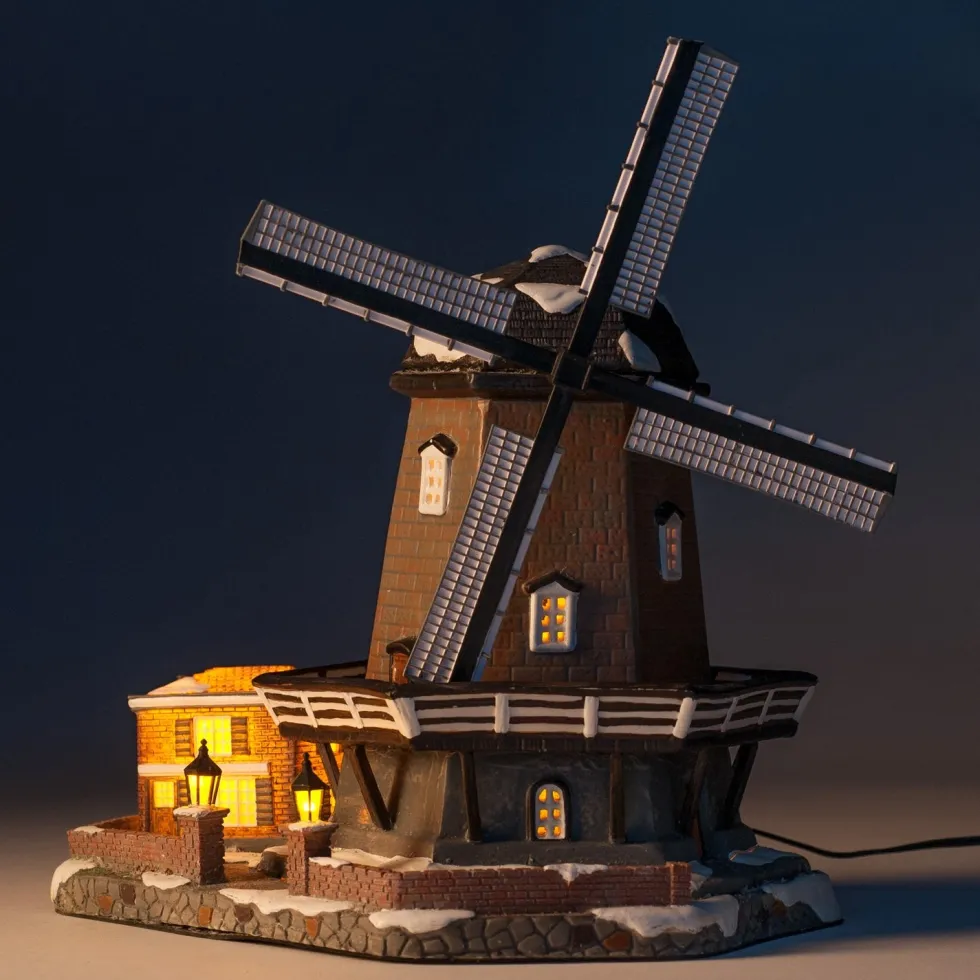 Intratuin kersthuisje molen met LED verlichting H 23,5 cm