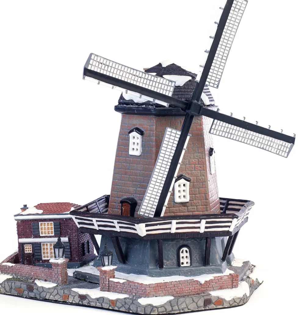Intratuin kersthuisje molen met LED verlichting H 23,5 cm