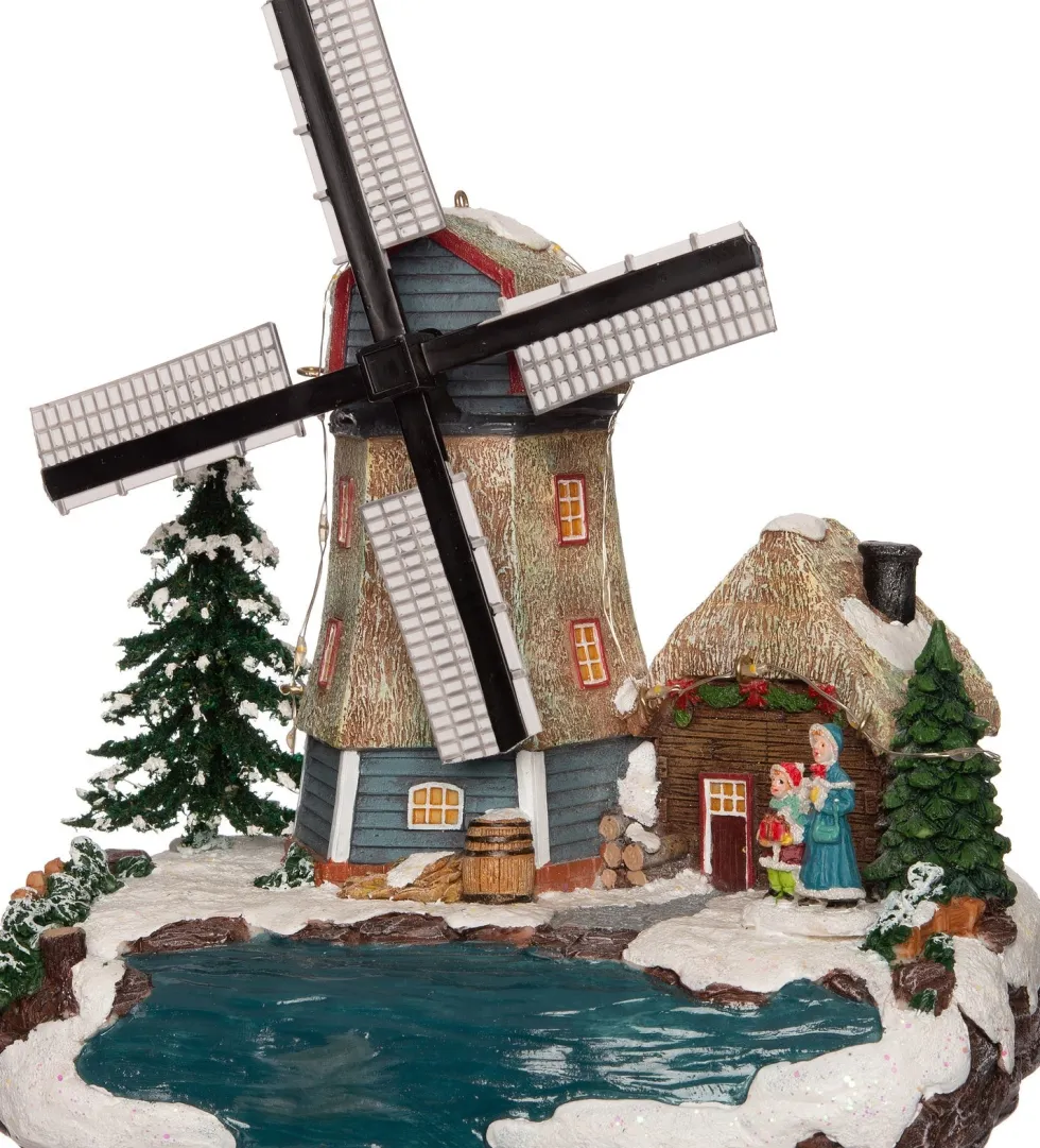 Intratuin kersthuisje molen aan het water 20 x 13,5 x 20,5 cm