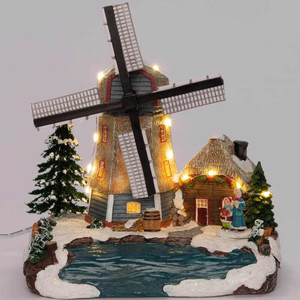 Intratuin kersthuisje molen aan het water 20 x 13,5 x 20,5 cm