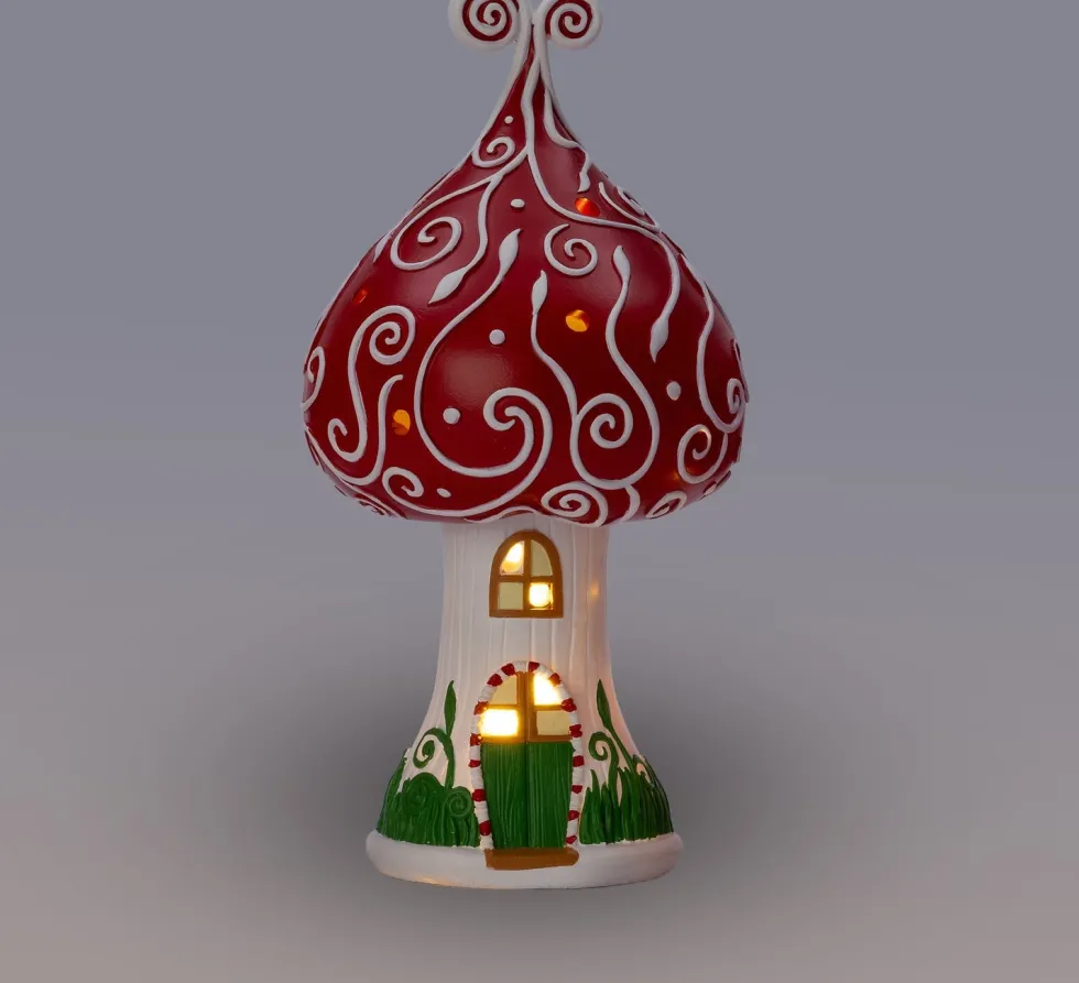 Intratuin kersthuisje paddenstoel 12 x 12,4 x 24,3 cm