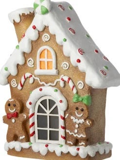 Intratuin kersthuisje peperkoek bruin met verlichting 28,5 x 13 x 36 cm