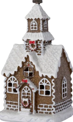 Intratuin kersthuisje Petra bruin / wit 7,9 x 6,7 x 15 cm