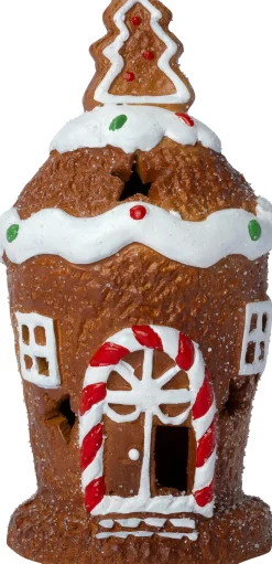 Intratuin kersthuisje Saby snoephuis kerstboom bruin / wit D 8 H 15,5 cm