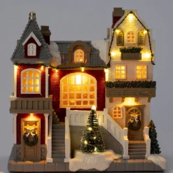 Intratuin kersthuisje villa met kerstboom 27,2 x 15,2 x 28,5 cm
