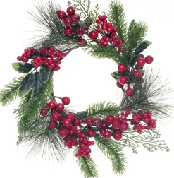 Intratuin kerstkrans blad en bessen rood / groen D 38 cm