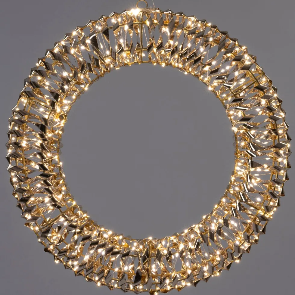 Intratuin kerstkrans Iris goud met verlichting D 50 H 7 cm