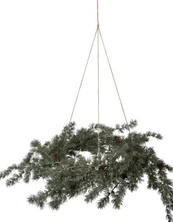 Intratuin kerstkrans kroonluchter besneeuwd met 30 lampjes warm wit D 70 cm