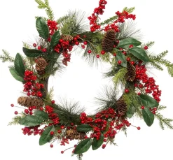 Intratuin kerstkrans met bladeren en bessen D 56 H 10 rood groen