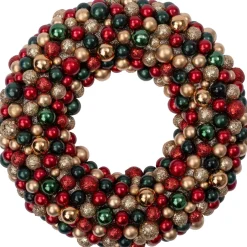 Intratuin kerstkrans Trevi kerstbal rood / lichtgroen / goud D 33 H 6 cm