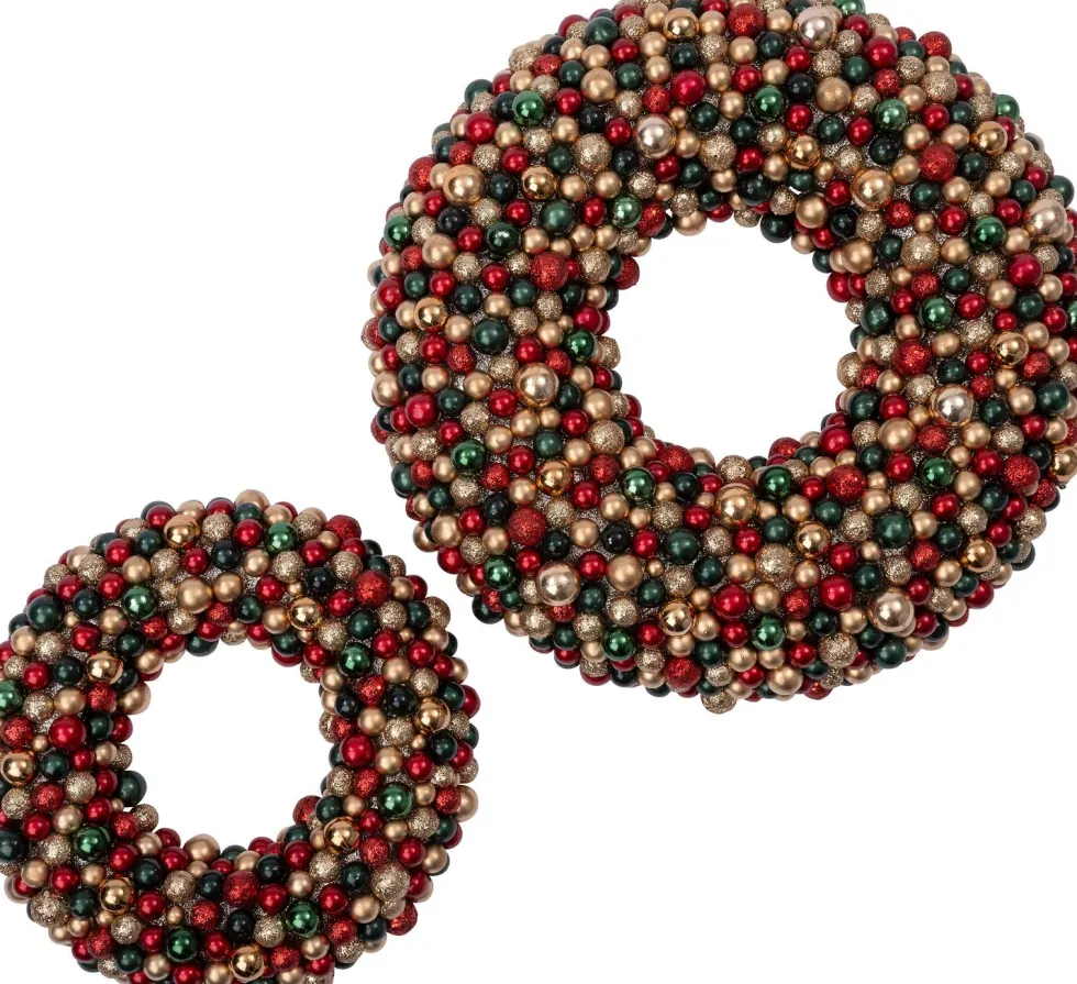 Intratuin kerstkrans Trevi kerstbal rood / lichtgroen / goud D 50 H 8 cm