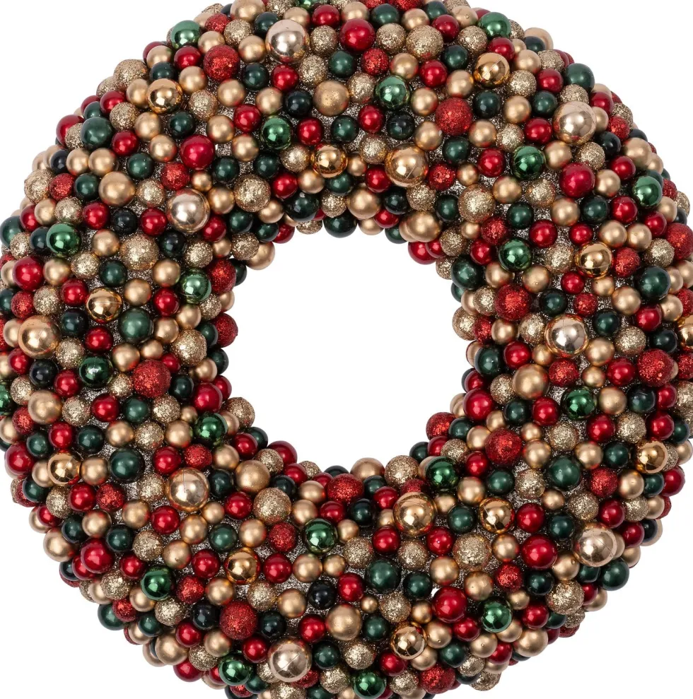 Intratuin kerstkrans Trevi kerstbal rood / lichtgroen / goud D 50 H 8 cm