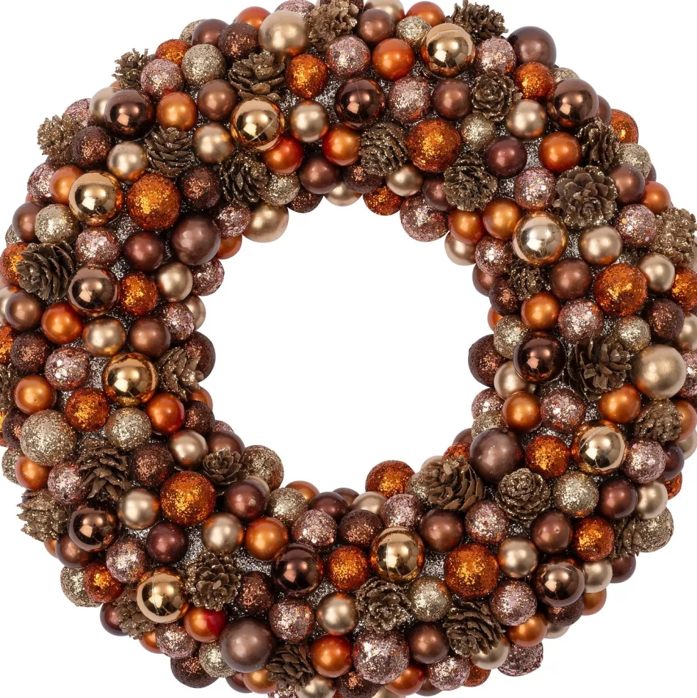 Intratuin kerstkrans Trevi kerstbal bruin / goud D 33 H 6 cm