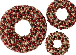 Intratuin kerstkrans Trevi rood / groen / goud kerstbal D 33 H 6 cm