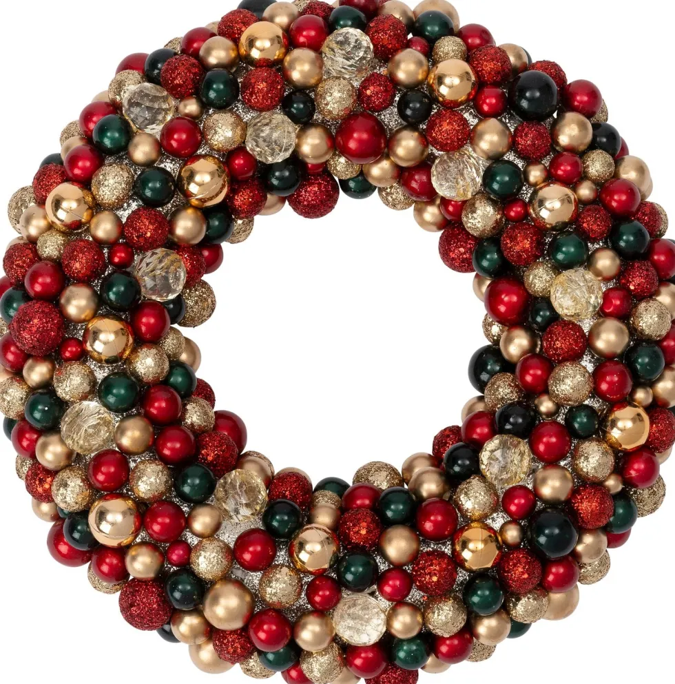 Intratuin kerstkrans Trevi rood / groen / goud kerstbal D 33 H 6 cm