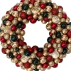 Intratuin kerstkrans Trevi rood / groen / goud kerstbal D 25 H 6 cm