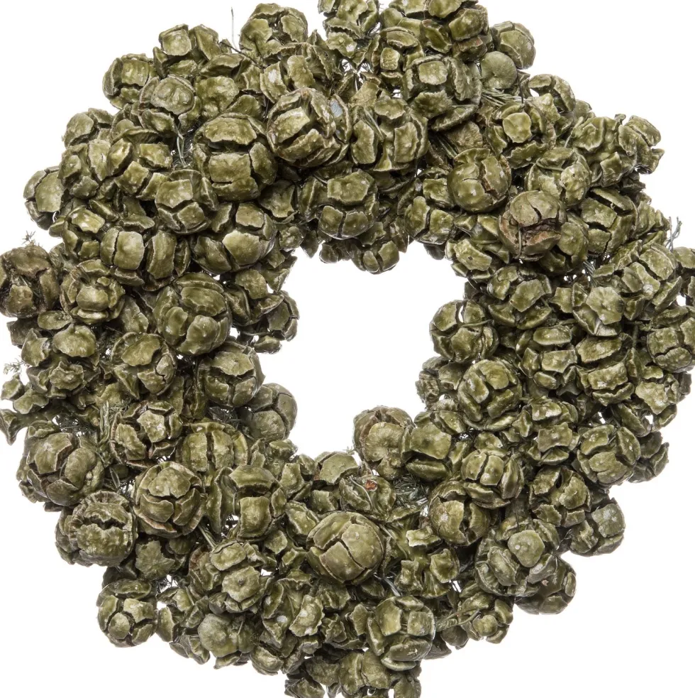 Intratuin kerstkrans van cipreskegels wax overgoten D 25 cm antiek groen