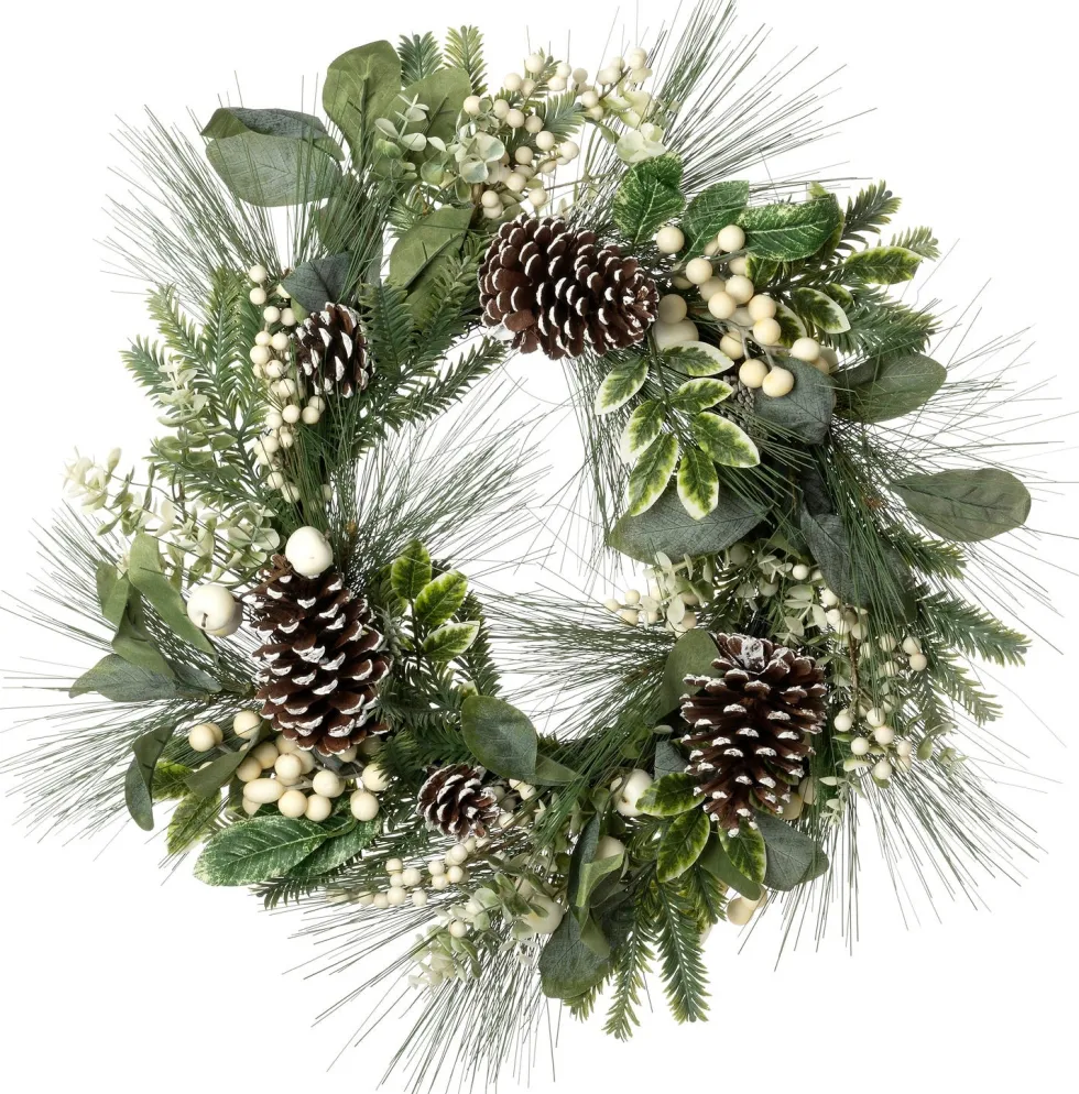 Intratuin kerstkrans wit bessen D 66 H 16 cm