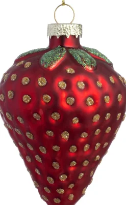 Intratuin kerst ornament aardbei rood 5,9 x 5,9 x 8,5 cm