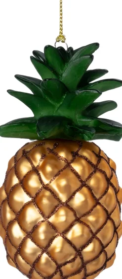 Intratuin kerst ornament ananas geel / groen D 5,5 H 10 cm