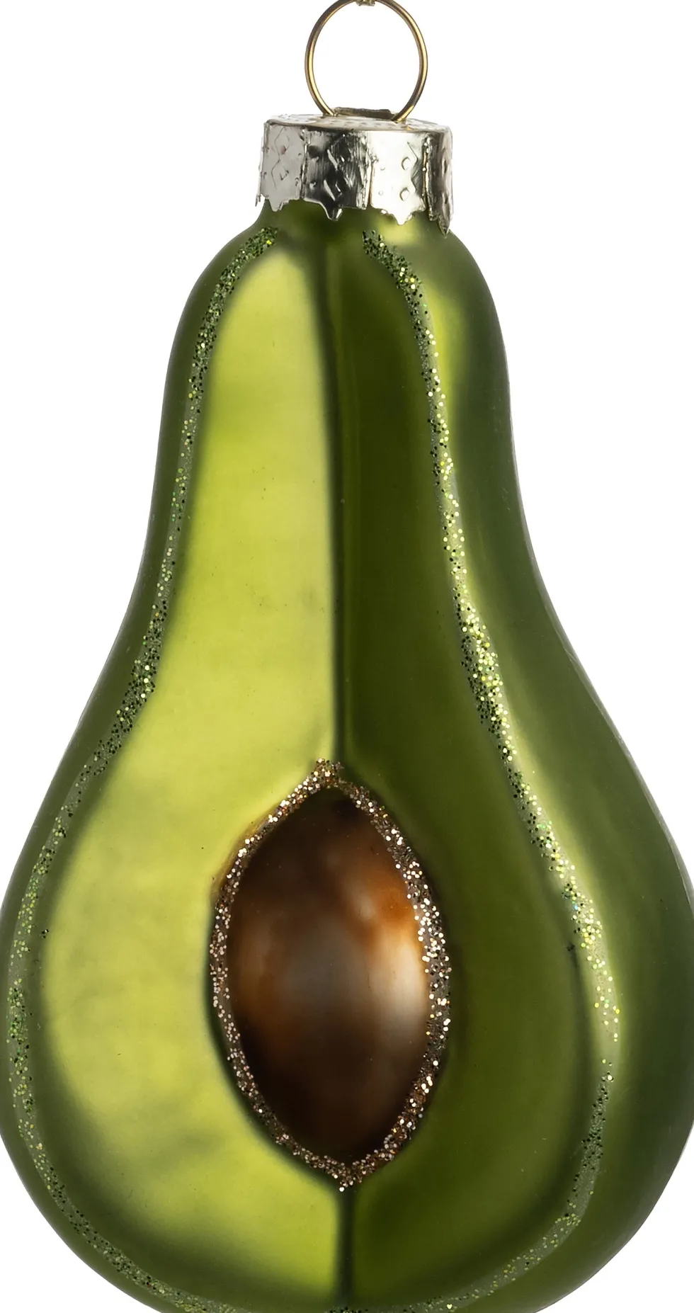 Intratuin kerst ornament avocado groen / bruin 4,4 x 5,5 x 8 cm