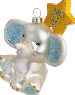 Intratuin kerst ornament baby's eerste olifant roze / geel 10,2 x 6,4 x 12,4 cm