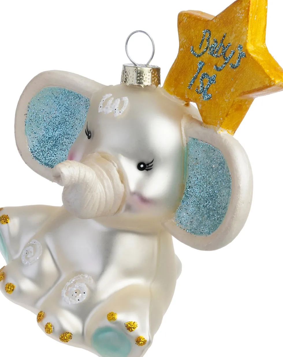 Intratuin kerst ornament baby's eerste olifant roze / geel 10,2 x 6,4 x 12,4 cm