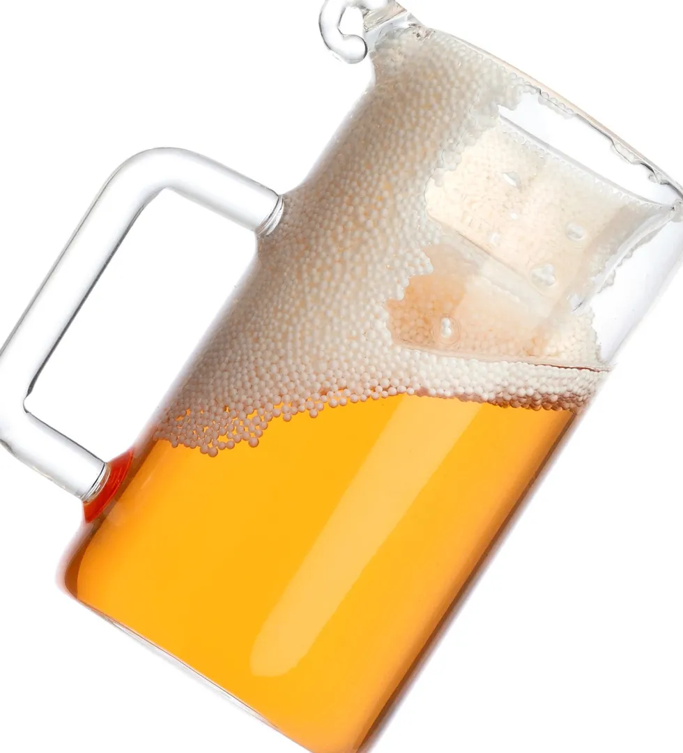Intratuin kerst ornament bierpul geel / transparant 5,6 x 3,4 x 7,4 cm
