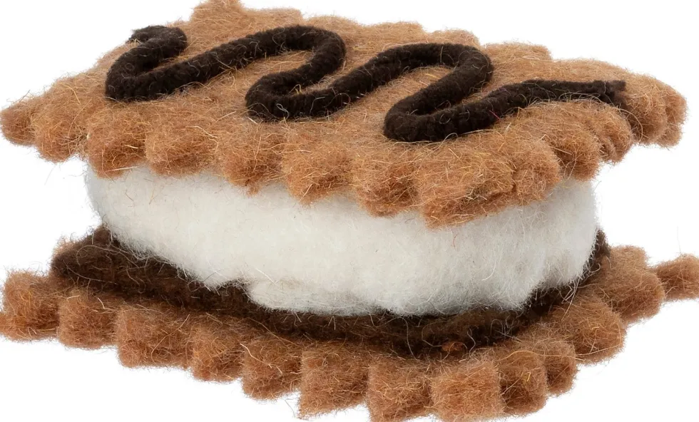 Intratuin kerst ornament Bolo ijs sandwich bruin 8,5 x 7 x 5 cm
