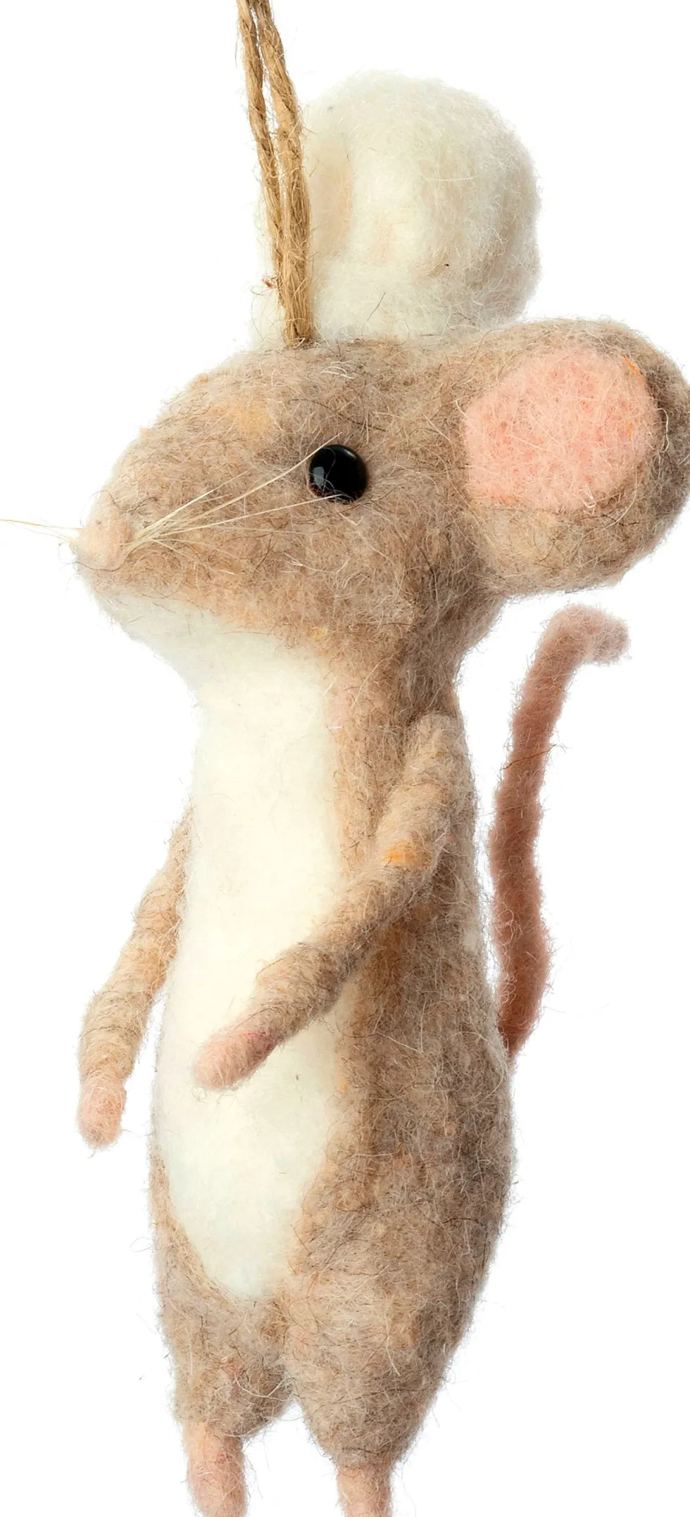 Intratuin kerst ornament Bolo muis met koksmuts bruin 6 x 8 x 16 cm
