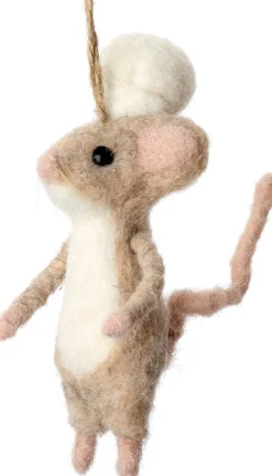 Intratuin kerst ornament Bolo muis met koksmuts bruin 6 x 9 x 11,5 cm