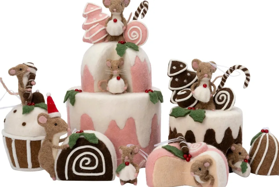 Intratuin kerst ornament Bolo muis taart bruin 9 x 16 x 13 cm
