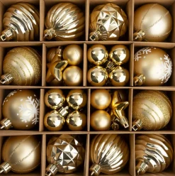 Intratuin kerst ornament box goud D 3-6 cm 42-delig