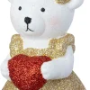 Intratuin kerst ornament Brann teddybeer hart wit / goud / rood 6,5 x 5,8 x 10,8 cm