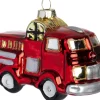 Intratuin kerst ornament brandweerwagen rood 10,6 x 5,5 x 7,5 cm