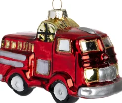 Intratuin kerst ornament brandweerwagen rood 10,6 x 5,5 x 7,5 cm