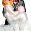Intratuin kerst ornament bruidspaar wit / zwart 6,9 x 4,8 x 13,7 cm