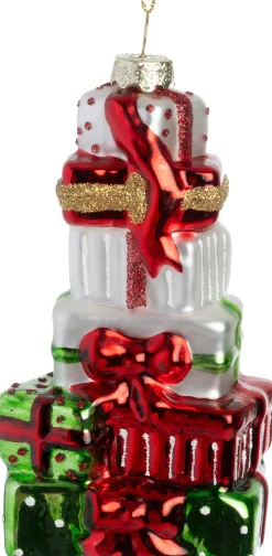 Intratuin kerst ornament cadeaus wit / rood 6,1 x 11,3 x 4,2 cm