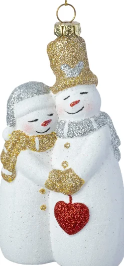 Intratuin kerst ornament Carlo sneeuwpop knuffel goud / zilver / wit 7 x 4 x 12 cm