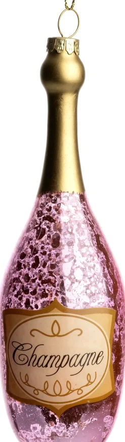 Intratuin kerst ornament champagnefles roze 4,6 x 4,6 x 14,2 cm