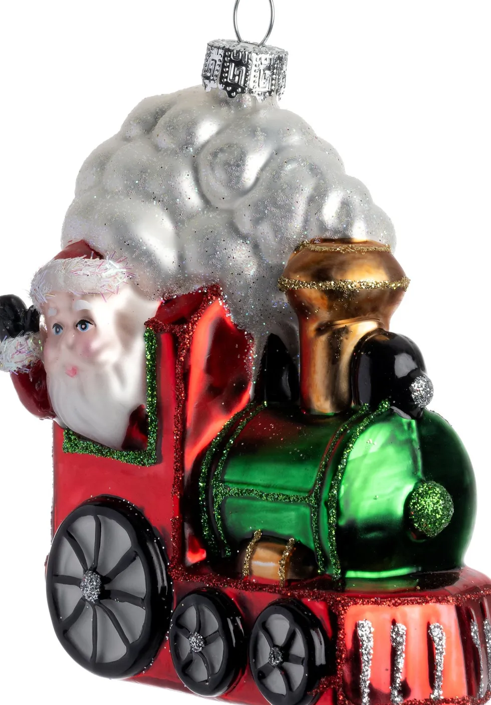 Intratuin kerst ornament Cobie kerstman in trein rood / groen / wit 8,8 x 5,5 x 10,5 cm