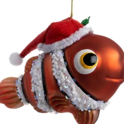 Intratuin kerst ornament Cobie vis oranje / wit 9 x 5 x 11,8 cm
