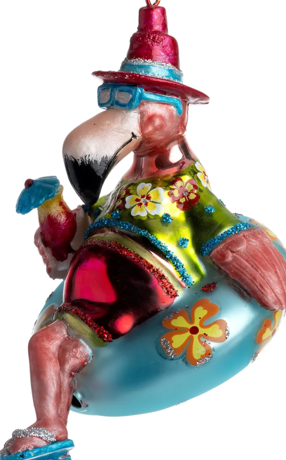 Intratuin kerst ornament Cobie flamingo multi 8,3 x 7,8 x 9,9 cm
